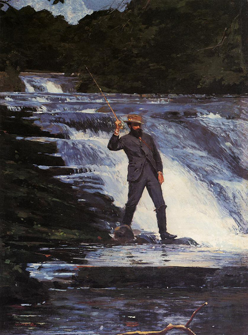 (image for) Handmade oil painting Copy paintings of famous artists Winslow Homer's paintings The Angler - Click Image to Close